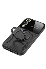 Newface Samsung Galaxy S25 FE Kılıf Joy Lens Standlı Kapak - Siyah - Görsel 3