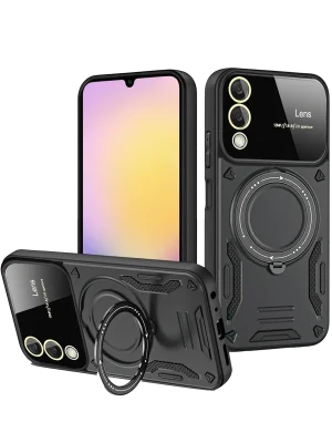 Newface Samsung Galaxy S25 FE Kılıf Joy Lens Standlı Kapak - Siyah