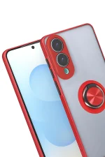 Newface Samsung Galaxy S25 Edge Kılıf Montreal Yüzüklü Silikon Kapak - Kırmızı - Görsel 2