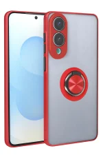 Newface Samsung Galaxy S25 Edge Kılıf Montreal Yüzüklü Silikon Kapak - Kırmızı