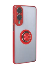 Newface Samsung Galaxy S25 Edge Kılıf Montreal Yüzüklü Silikon Kapak - Kırmızı - Görsel 3