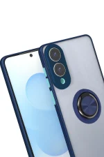 Newface Samsung Galaxy S25 Edge Kılıf Montreal Yüzüklü Silikon Kapak - Lacivert - Görsel 2