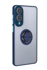 Newface Samsung Galaxy S25 Edge Kılıf Montreal Yüzüklü Silikon Kapak - Lacivert - Görsel 3