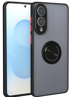 Newface Samsung Galaxy S25 Edge Kılıf Montreal Yüzüklü Silikon Kapak - Siyah