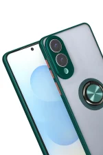 Newface Samsung Galaxy S25 Edge Kılıf Montreal Yüzüklü Silikon Kapak - Yeşil - Görsel 2