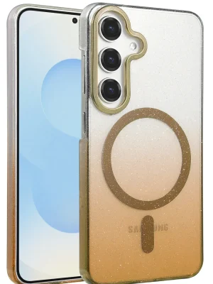 Newface Samsung Galaxy S25 Glossy Magsafe Kapak - Çöl Titanyum