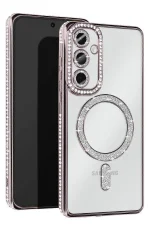 Newface Samsung Galaxy S25 Kılıf Joke Simli Magneticsafe Kılıf - Gümüş