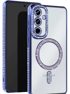 Newface Samsung Galaxy S25 Kılıf Joke Simli Magneticsafe Kılıf - Mavi