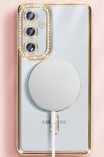 Newface Samsung Galaxy S25 Kılıf Joke Simli Magneticsafe Kılıf - Pembe - Görsel 2
