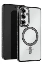 Newface Samsung Galaxy S25 Kılıf Joke Simli Magneticsafe Kılıf - Siyah