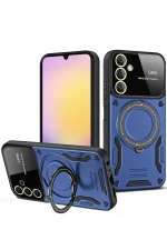 Newface Samsung Galaxy S25 Kılıf Joy Lens Standlı Kapak - Lacivert