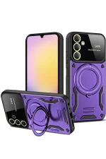 Newface Samsung Galaxy S25 Kılıf Joy Lens Standlı Kapak - Mor