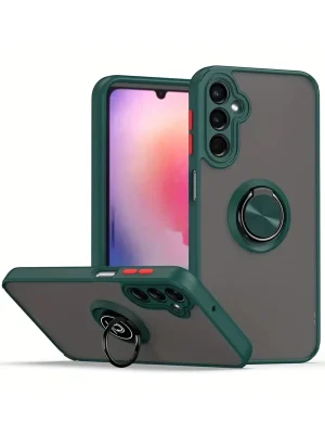 Newface Samsung Galaxy S25 Kılıf Montreal Yüzüklü Silikon Kapak - Yeşil