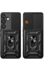 Newface Samsung Galaxy S25 Kılıf Pars Lens Yüzüklü Silikon - Kırmızı - Görsel 2