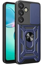 Newface Samsung Galaxy S25 Kılıf Pars Lens Yüzüklü Silikon - Lacivert