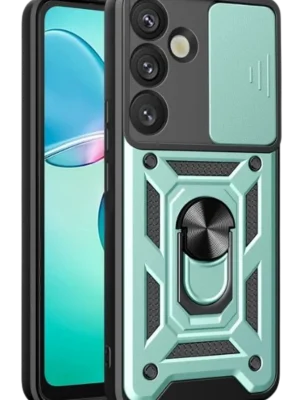 Newface Samsung Galaxy S25 Kılıf Pars Lens Yüzüklü Silikon - Yeşil