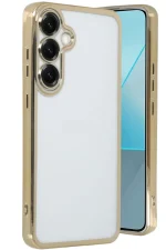 Newface Samsung Galaxy S25 Kılıf Razer Lensli Silikon - Gold