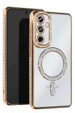 Newface Samsung Galaxy S25 Plus Kılıf Joke Simli Magneticsafe Kılıf - Gold