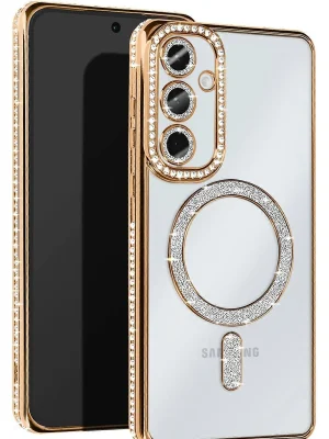 Newface Samsung Galaxy S25 Plus Kılıf Joke Simli Magneticsafe Kılıf - Gold