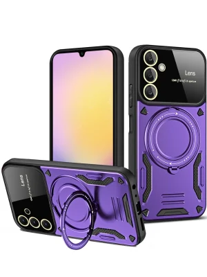 Newface Samsung Galaxy S25 Plus Kılıf Joy Lens Standlı Kapak - Mor