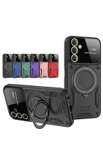 Newface Samsung Galaxy S25 Plus Kılıf Joy Lens Standlı Kapak - Siyah - Görsel 2