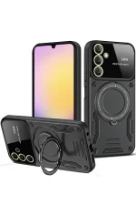 Newface Samsung Galaxy S25 Plus Kılıf Joy Lens Standlı Kapak - Siyah