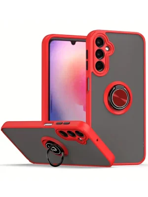 Newface Samsung Galaxy S25 Plus Kılıf Montreal Yüzüklü Silikon Kapak - Kırmızı