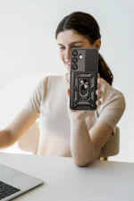 Newface Samsung Galaxy S25 Plus Kılıf Pars Lens Yüzüklü Silikon - Kırmızı - Görsel 3