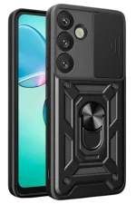 Newface Samsung Galaxy S25 Plus Kılıf Pars Lens Yüzüklü Silikon - Siyah