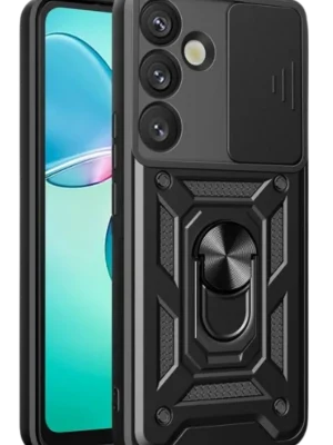 Newface Samsung Galaxy S25 Plus Kılıf Pars Lens Yüzüklü Silikon - Siyah