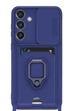 Newface Samsung Galaxy S25 Plus Kılıf Zuma Kartvizitli Yüzüklü Silikon - Lacivert