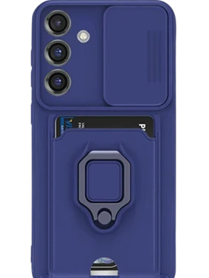 Newface Samsung Galaxy S25 Plus Kılıf Zuma Kartvizitli Yüzüklü Silikon - Lacivert