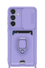 Newface Samsung Galaxy S25 Plus Kılıf Zuma Kartvizitli Yüzüklü Silikon - Lila