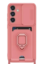 Newface Samsung Galaxy S25 Plus Kılıf Zuma Kartvizitli Yüzüklü Silikon - Pembe