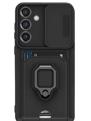 Newface Samsung Galaxy S25 Plus Kılıf Zuma Kartvizitli Yüzüklü Silikon - Siyah