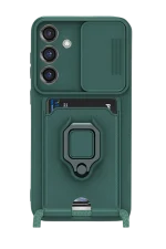 Newface Samsung Galaxy S25 Plus Kılıf Zuma Kartvizitli Yüzüklü Silikon - Yeşil