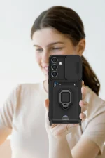 Newface Samsung Galaxy S25 Plus Kılıf Zuma Kartvizitli Yüzüklü Silikon - Yeşil - Görsel 4