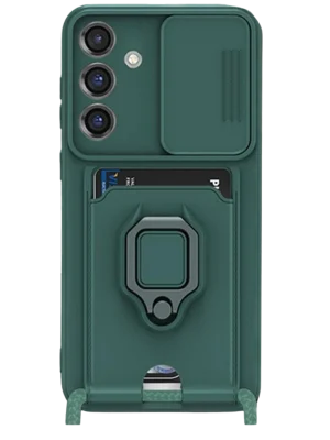 Newface Samsung Galaxy S25 Plus Kılıf Zuma Kartvizitli Yüzüklü Silikon - Yeşil