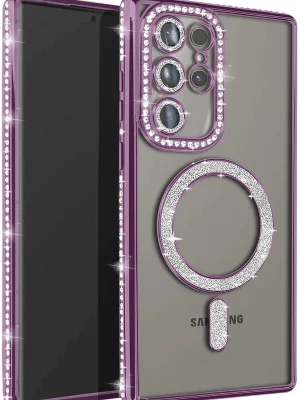 Newface Samsung Galaxy S25 Ultra Kılıf Joke Simli Magneticsafe Kılıf - Derin Mor