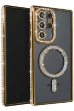 Newface Samsung Galaxy S25 Ultra Kılıf Joke Simli Magneticsafe Kılıf - Gold