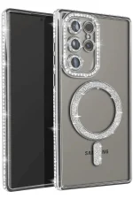 Newface Samsung Galaxy S25 Ultra Kılıf Joke Simli Magneticsafe Kılıf - Gümüş