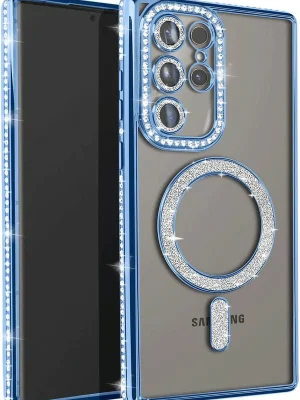 Newface Samsung Galaxy S25 Ultra Kılıf Joke Simli Magneticsafe Kılıf - Mavi