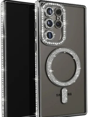 Newface Samsung Galaxy S25 Ultra Kılıf Joke Simli Magneticsafe Kılıf - Siyah