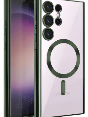 Newface Samsung Galaxy S25 Ultra Kılıf Kross Magneticsafe Kapak - Koyu Yeşil