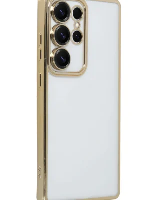 Newface Samsung Galaxy S25 Ultra Kılıf Razer Lensli Silikon - Gold