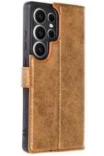 Newface Samsung Galaxy S25 Ultra Kılıf Trend S Plus Kapaklı Kılıf - Taba