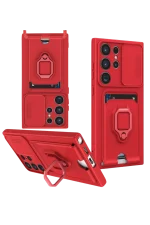 Newface Samsung Galaxy S25 Ultra Kılıf Zuma Kartvizitli Yüzüklü Silikon - Kırmızı