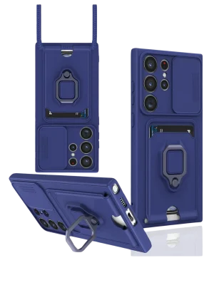 Newface Samsung Galaxy S25 Ultra Kılıf Zuma Kartvizitli Yüzüklü Silikon - Lacivert