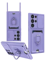 Newface Samsung Galaxy S25 Ultra Kılıf Zuma Kartvizitli Yüzüklü Silikon - Lila