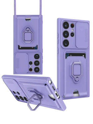 Newface Samsung Galaxy S25 Ultra Kılıf Zuma Kartvizitli Yüzüklü Silikon - Lila